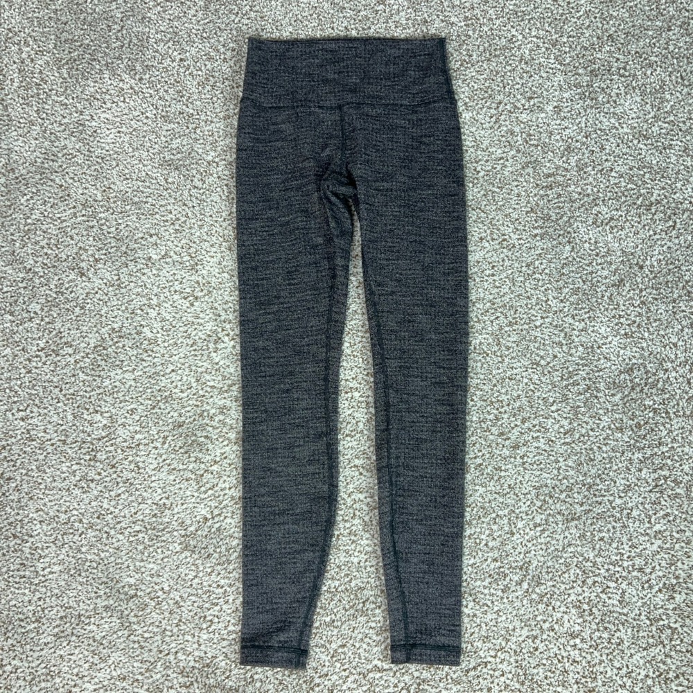 Lululemon Leggings Women 6 Black Gray Wunder Under High Rise Yoga Athletic Pants